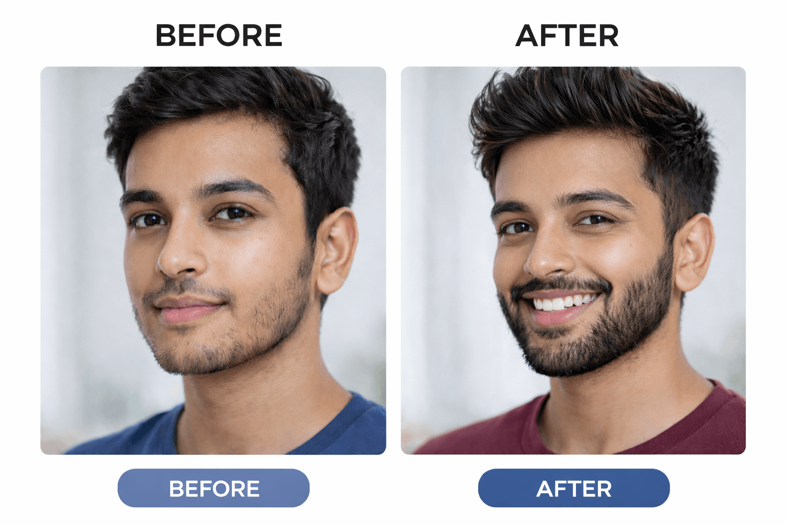 Before and after results showing improved skin texture and radiance
